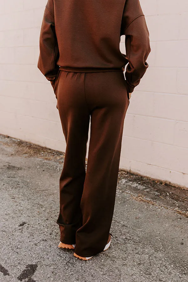 Cozy Casual High Waist Wide Leg Pants in Chestnut