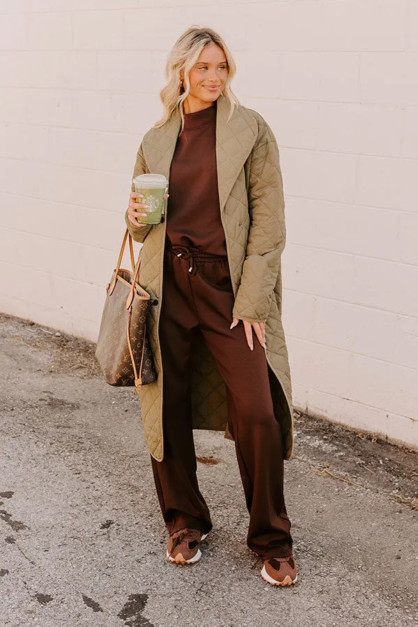 Cozy Casual High Waist Wide Leg Pants in Chestnut