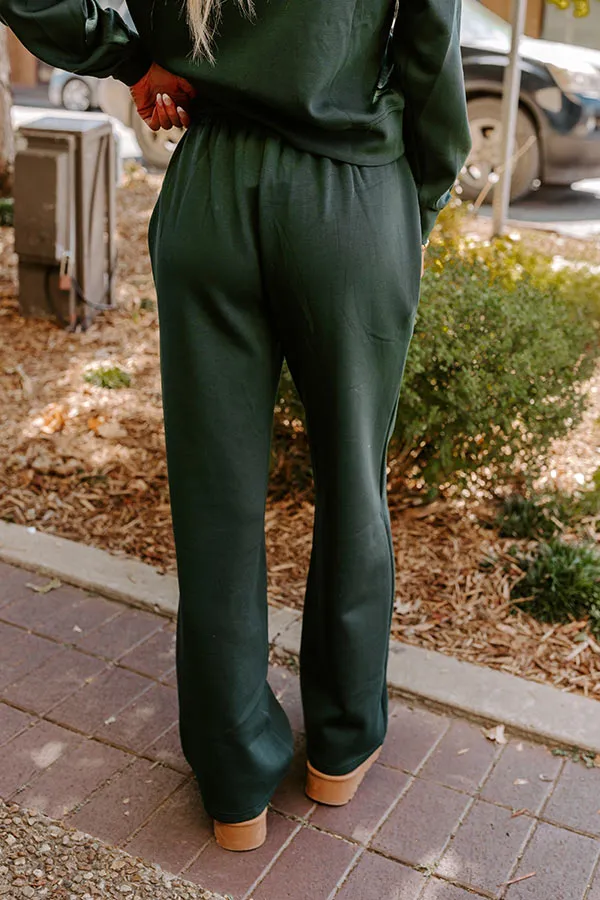 Cozy Casual High Waist Wide Leg Pants in Hunter Green