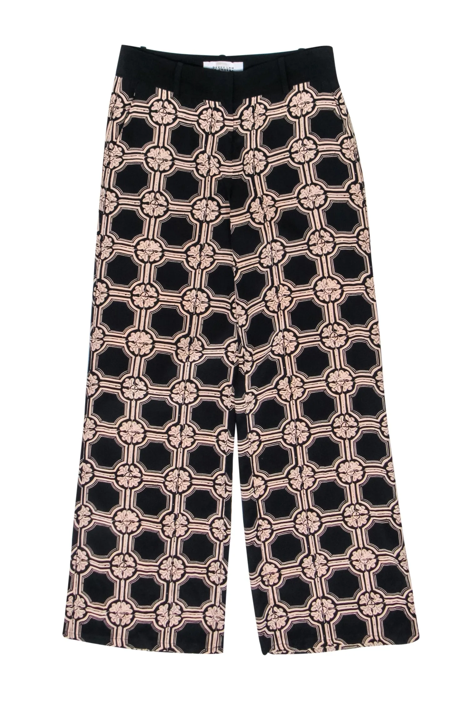 Derek Lam - Beige & Black Print Straight Leg Pants Sz 0