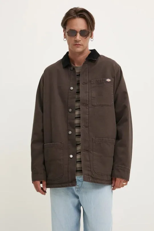 Dickies jacket Duck High Pile Flce Line Chore Jacket men's brown color DK0A4XGA