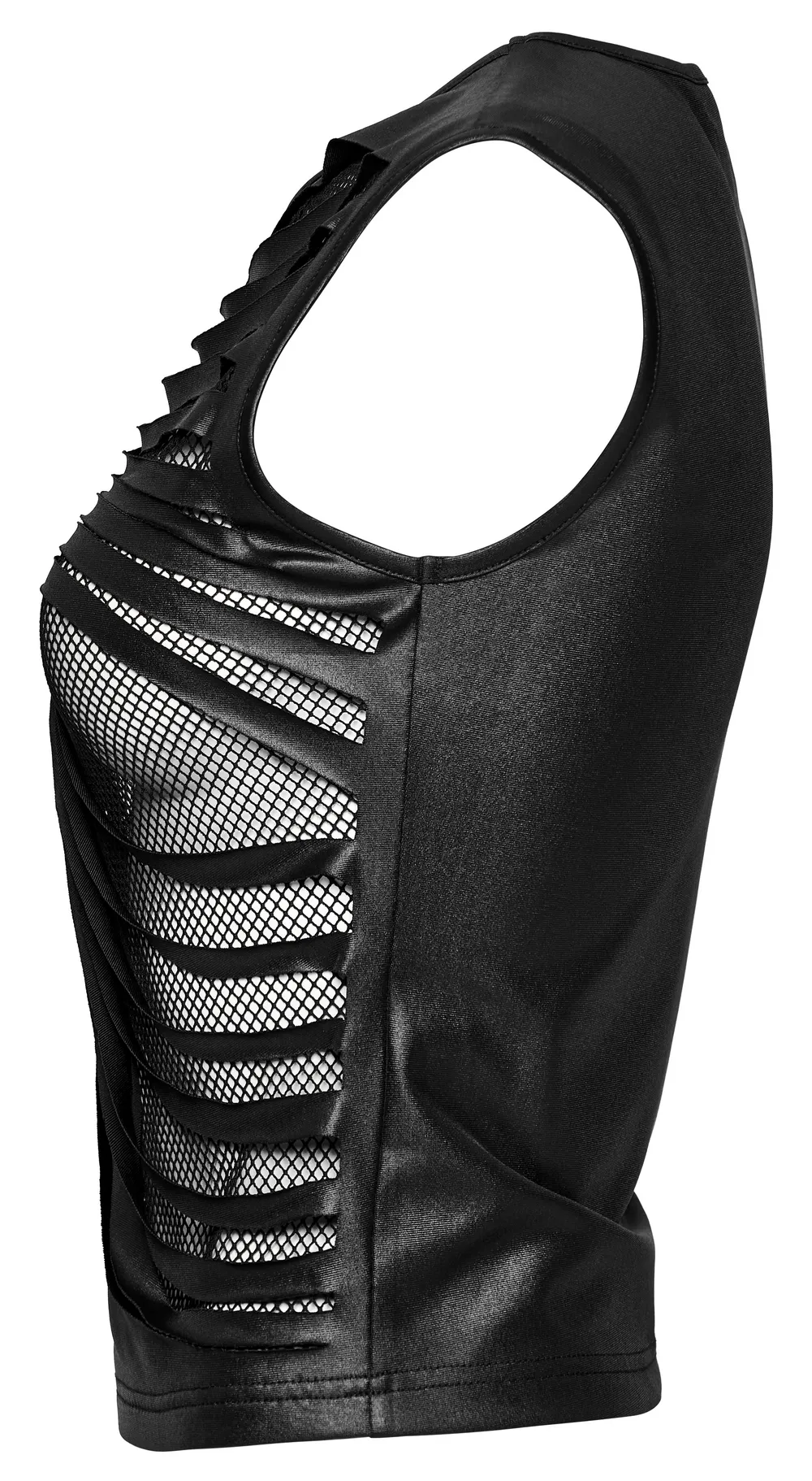 Edgy Sleeveless Elastic Mesh Crop Top for Women