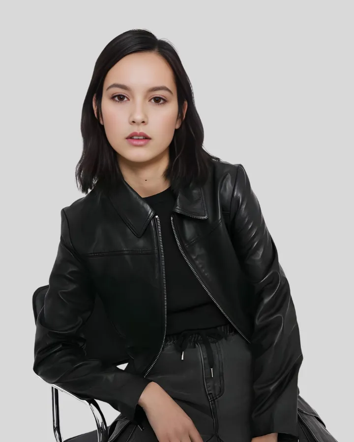 Elegant Noir Black Leather Bomber Jacket