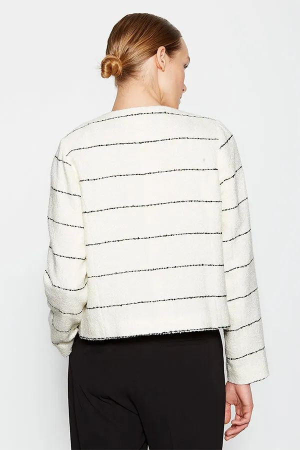 Escorpion STRIPED BUTTONLESS ROUND-NECK JACKET