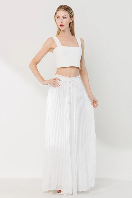 Fran Pleated Wide Leg Dress Pants - Off White