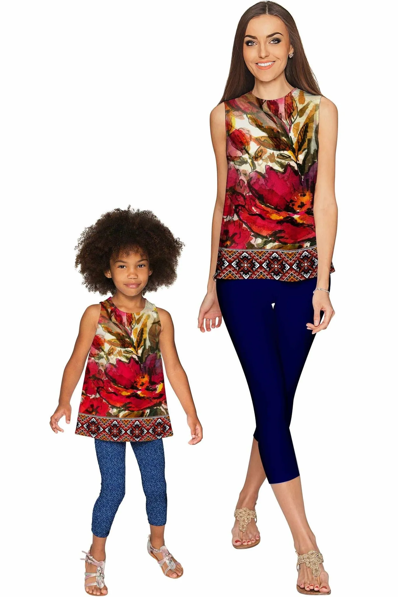 Free Spirit Emily Red Flower Boho Sleeveless Party Top - Girls