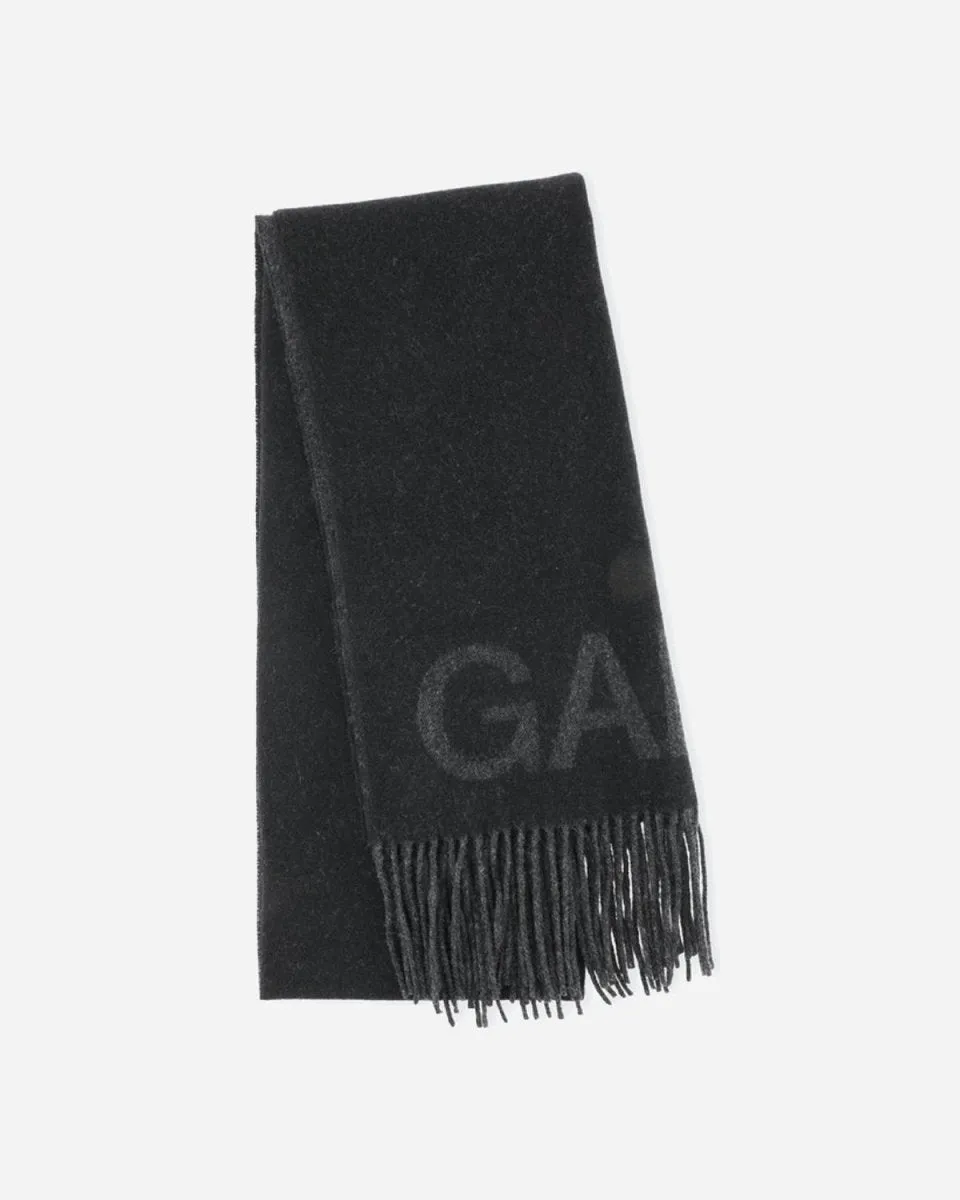 Fringed Wool Scarf - Black