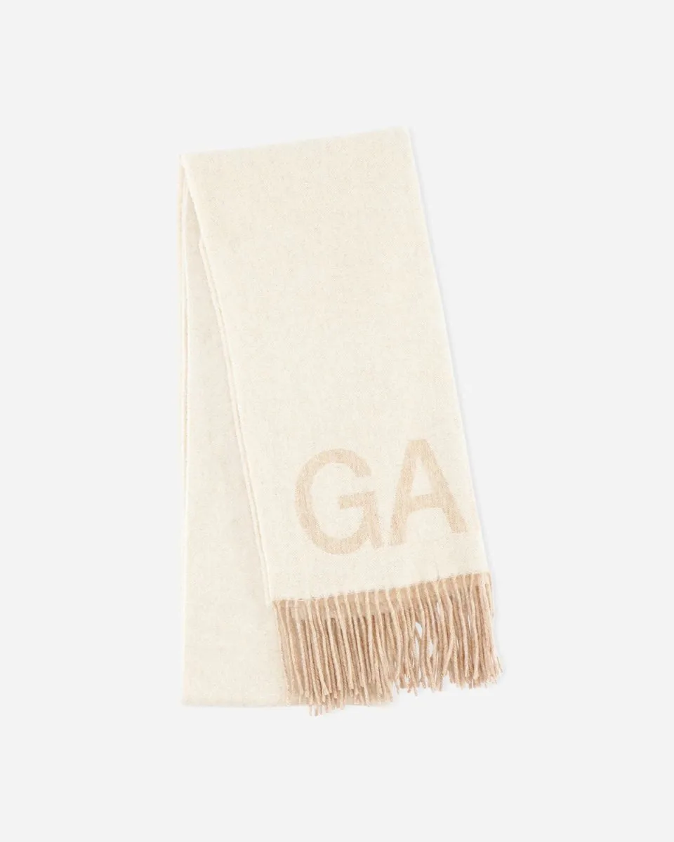 Fringed Wool Scarf - Egret