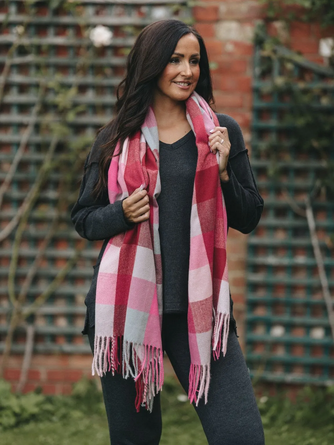 Fuchsia Checked Scarf