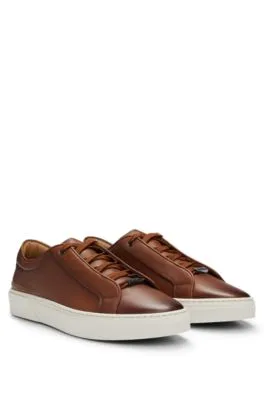 Gary burnished-leather trainers with hidden laces