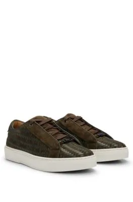 Gary Italian-made woven trainers in leather and suede