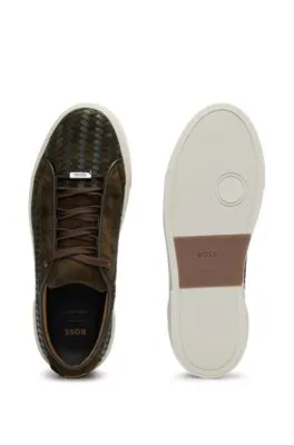 Gary Italian-made woven trainers in leather and suede