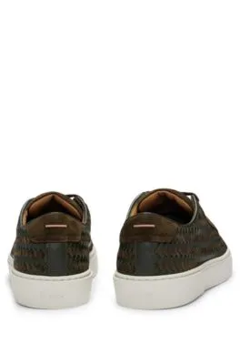 Gary Italian-made woven trainers in leather and suede