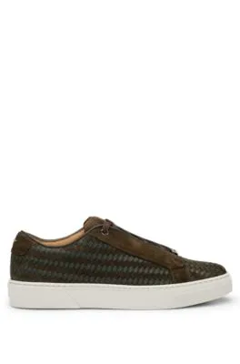 Gary Italian-made woven trainers in leather and suede