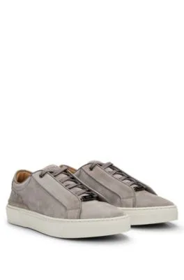 Gary suede low-top trainers with branded lace loop