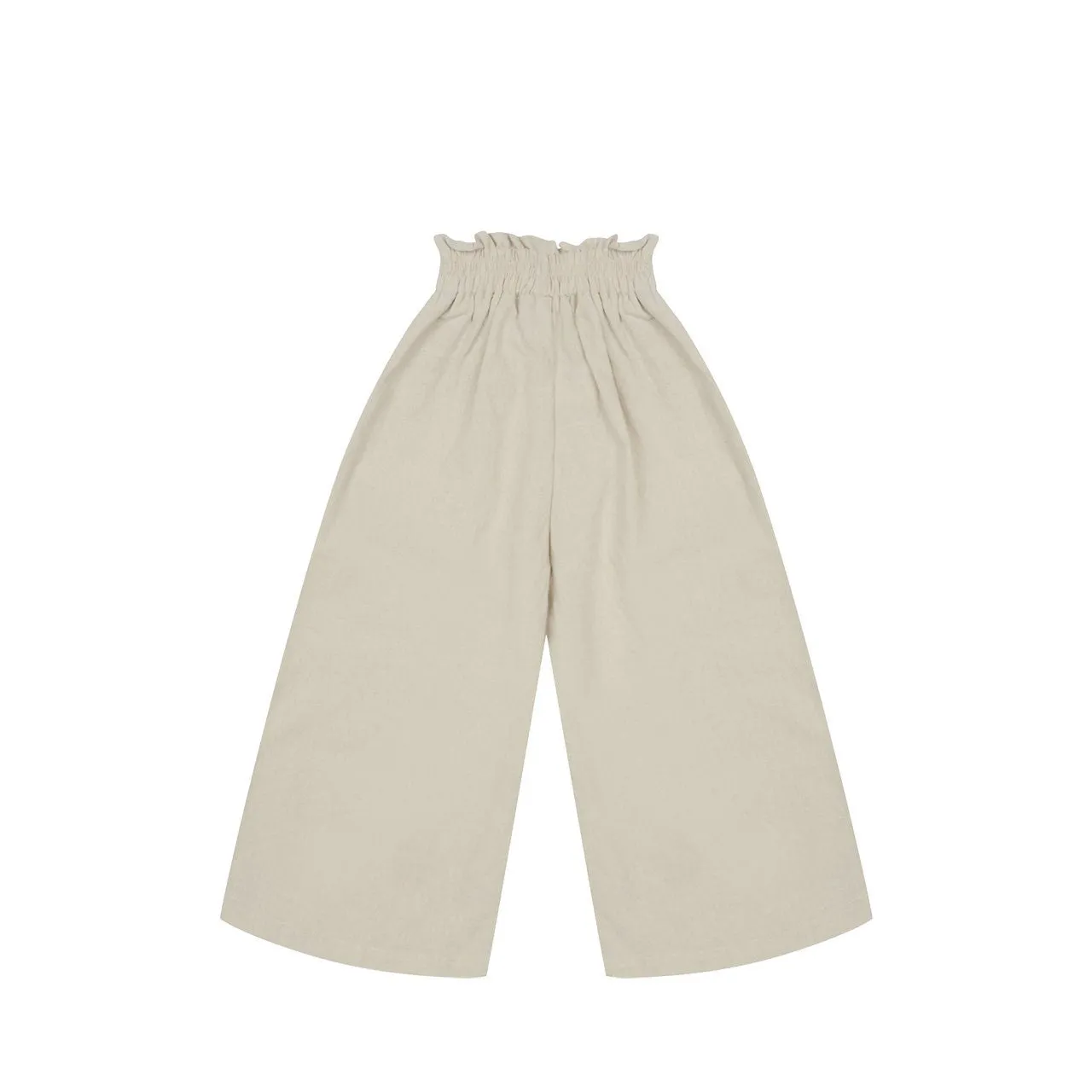 Girls Linen Balloon Halter Top and Wide Pants Set  (3-6y) - Beige