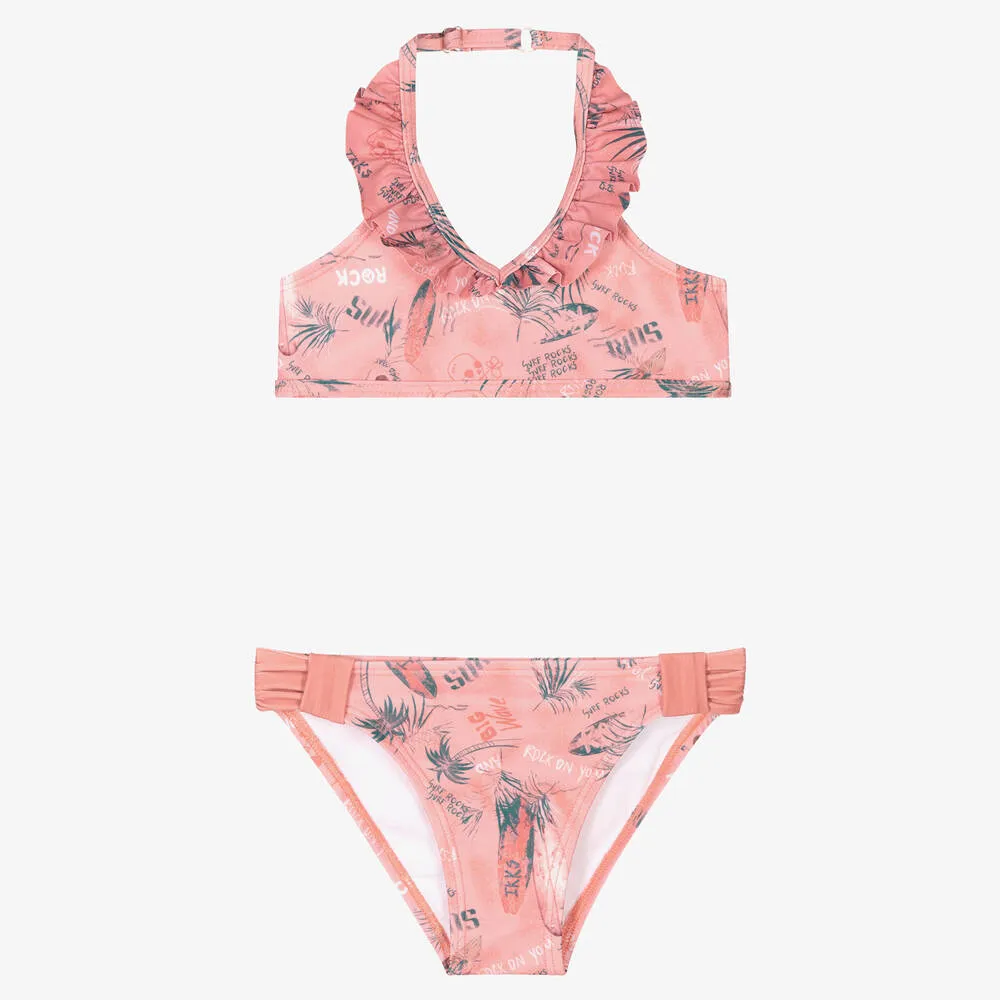 Girls Pink Ruffle Bikini 