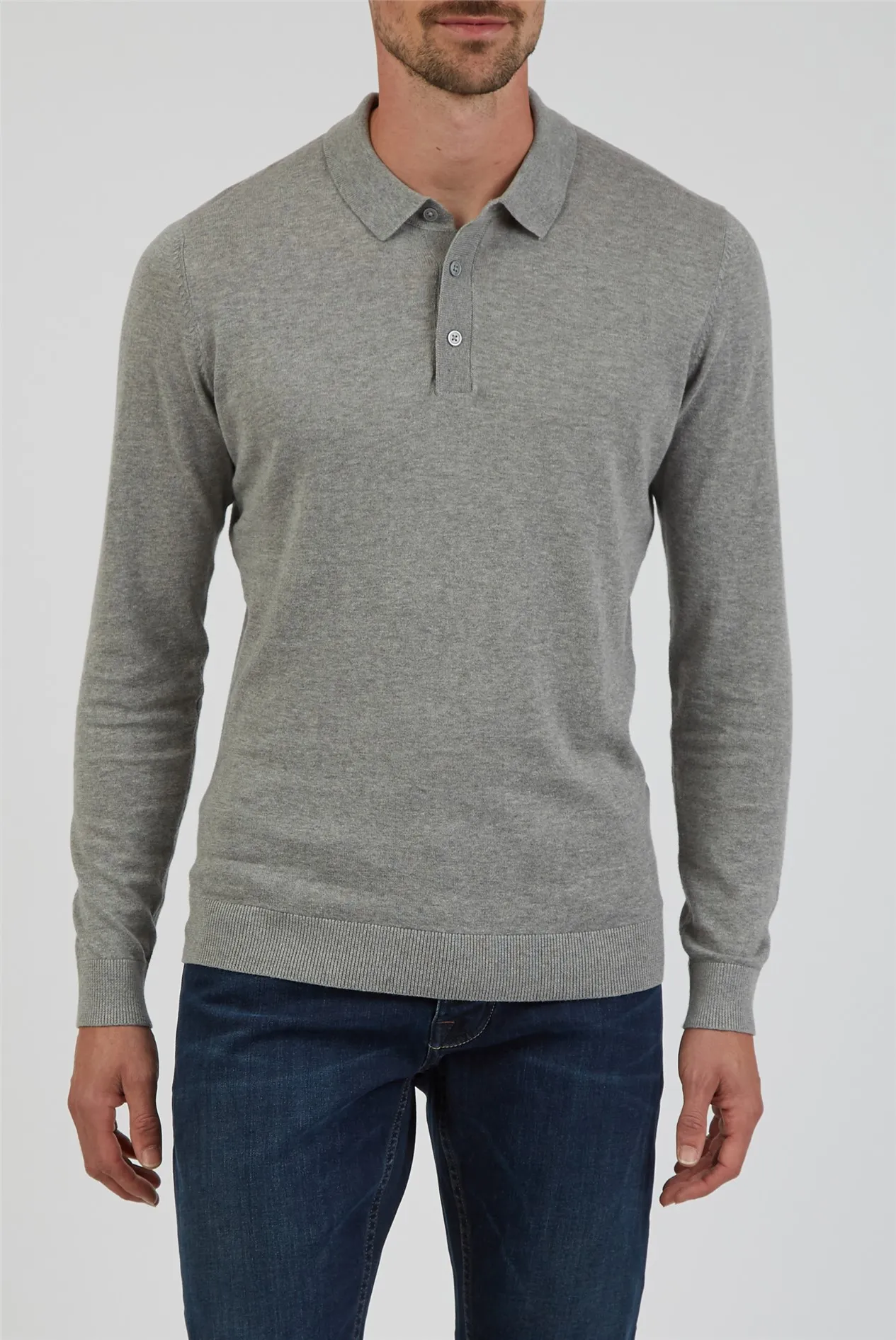 Grey Long Sleeve Polo