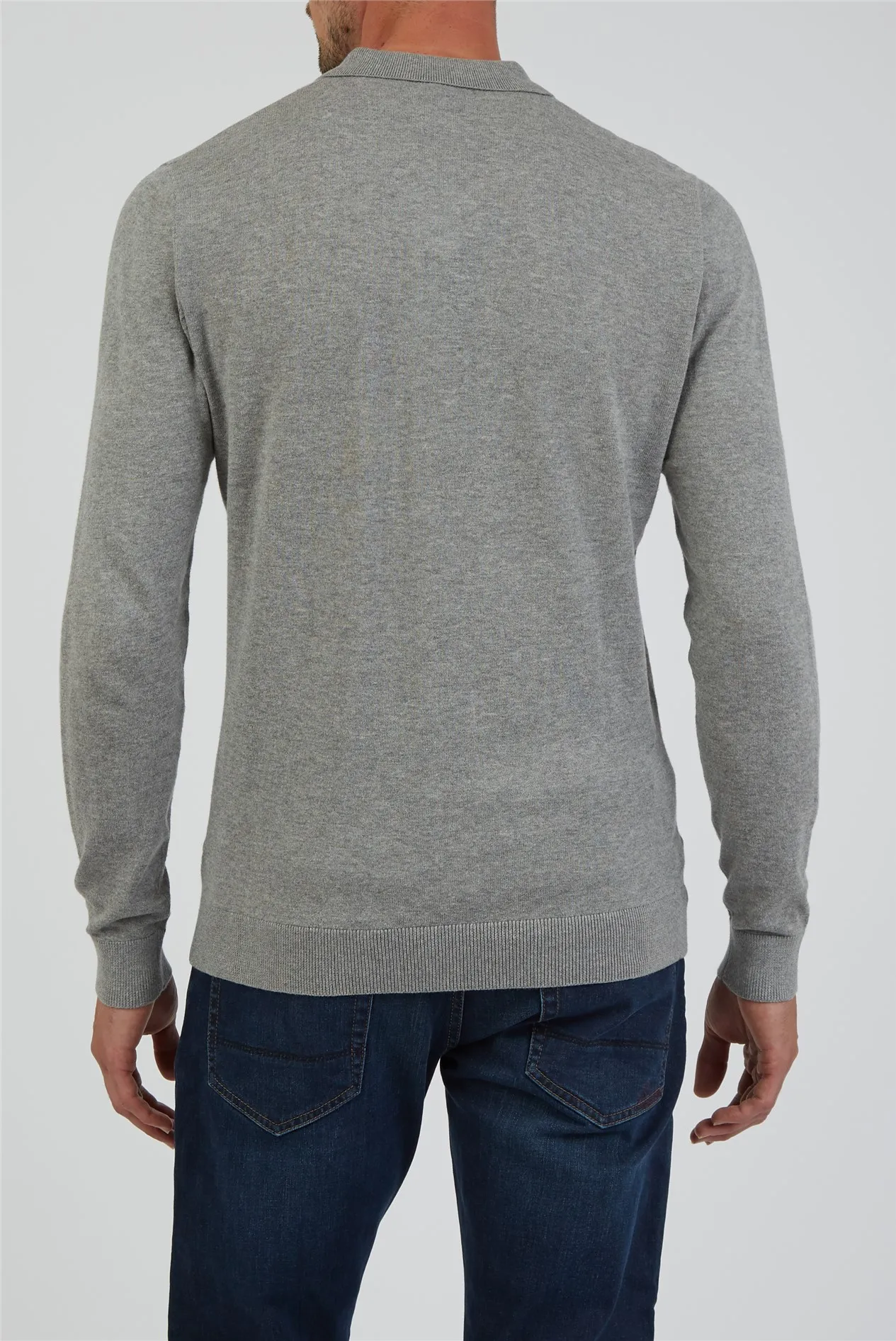 Grey Long Sleeve Polo