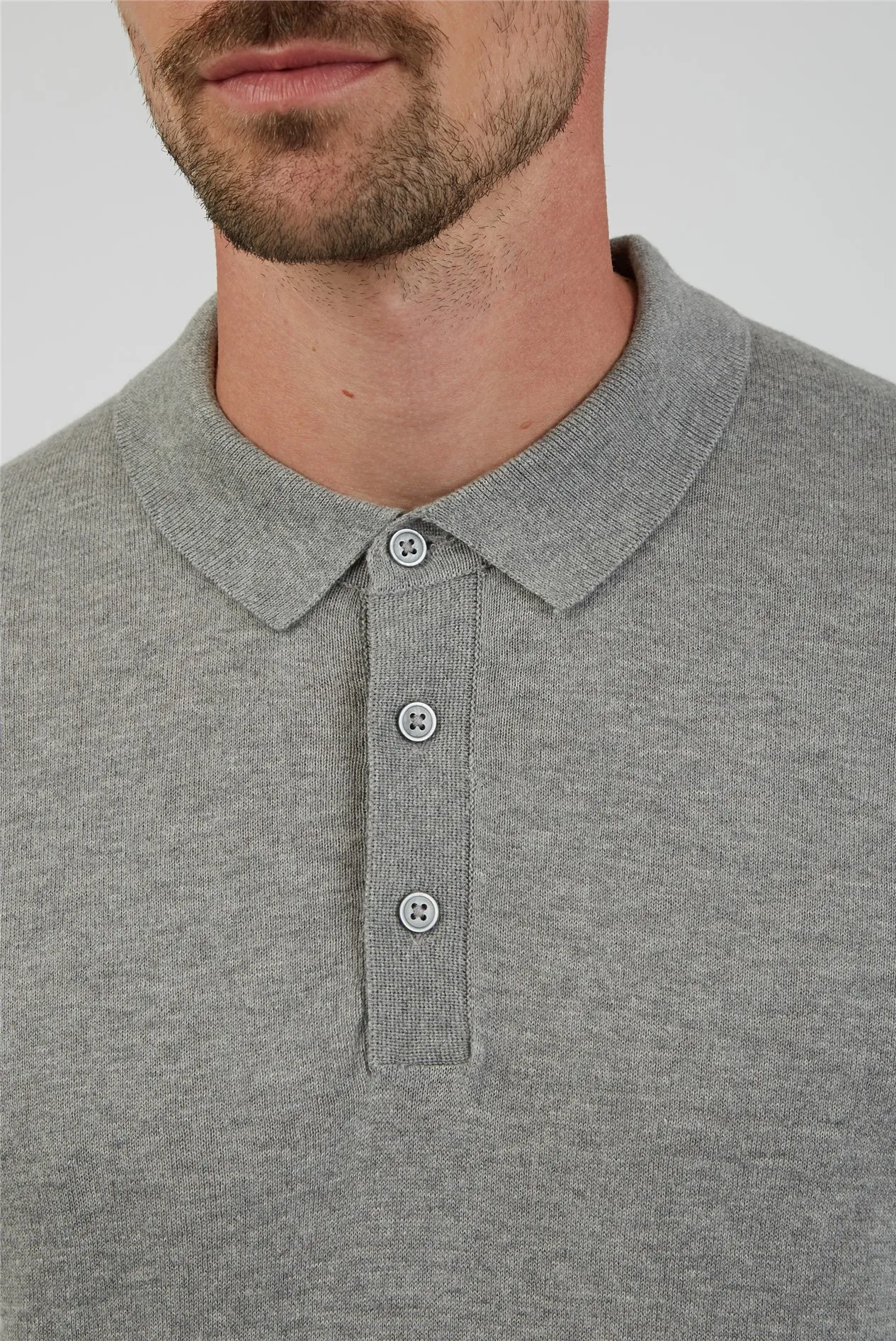 Grey Long Sleeve Polo