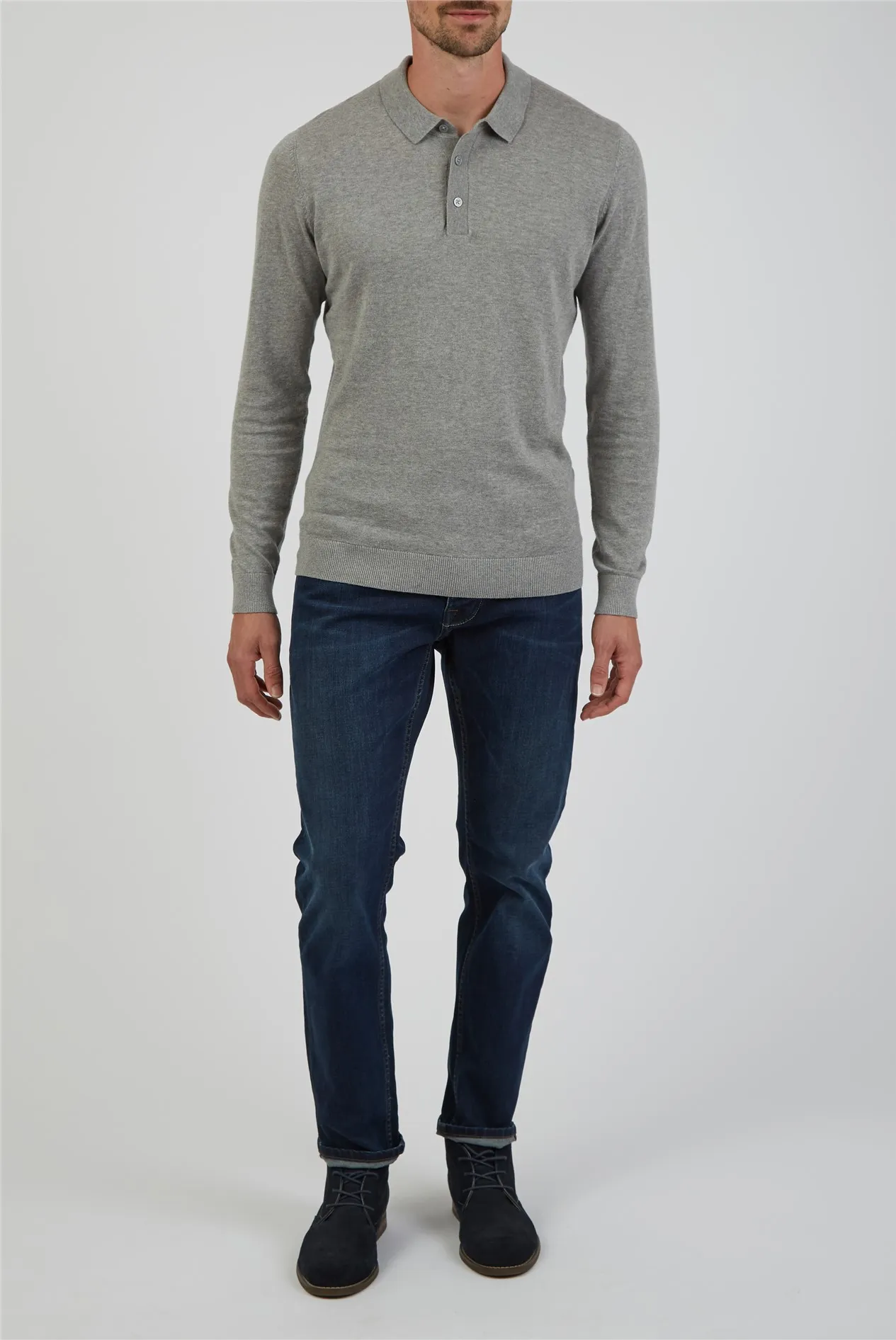 Grey Long Sleeve Polo