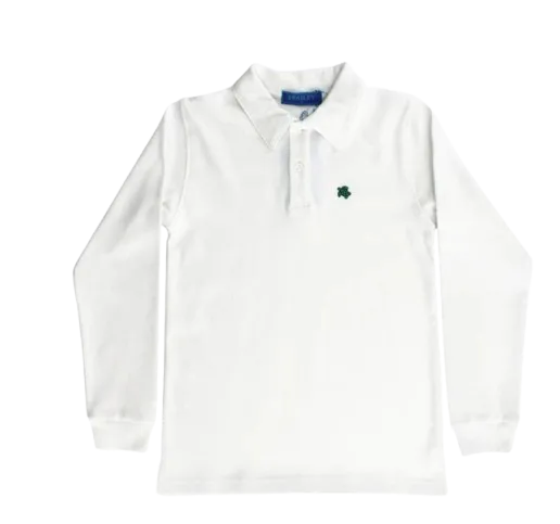 Harry Long Sleeve Polo- White