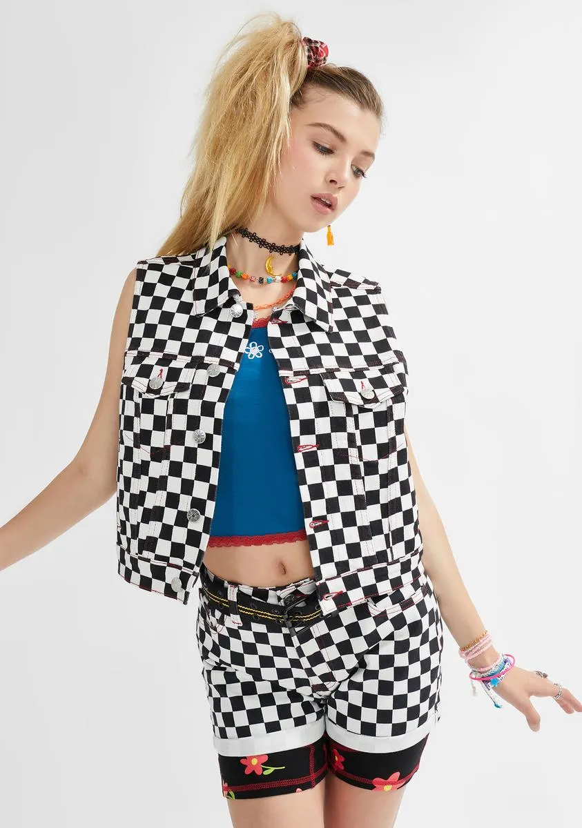 Having Fun Yet Checkered Vest-