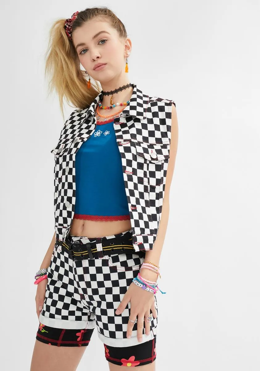 Having Fun Yet Checkered Vest-