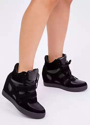 Hitop Black Suede Wedge Trainers by Where’s That From | Look Again