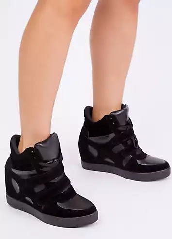 Hitop Black Suede Wedge Trainers by Where’s That From | Look Again