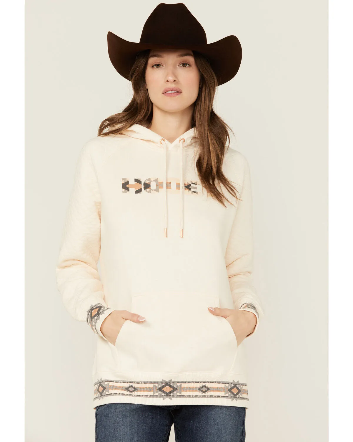 Hooey Women's Southwestern Print Trim Hoodie