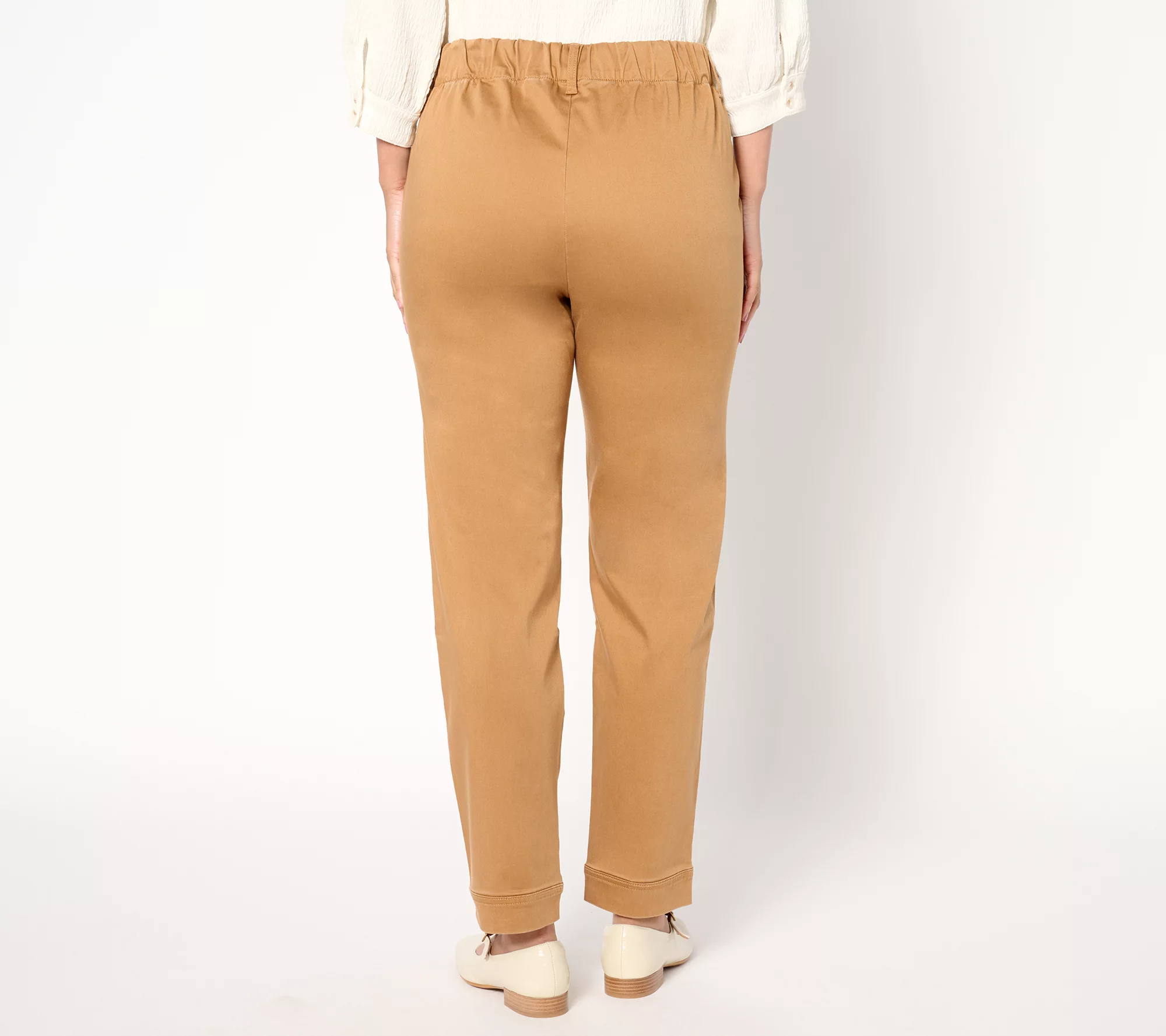 Isaac Mizrahi Live! Regular Cotton Blend Slim Leg Pull on Pants