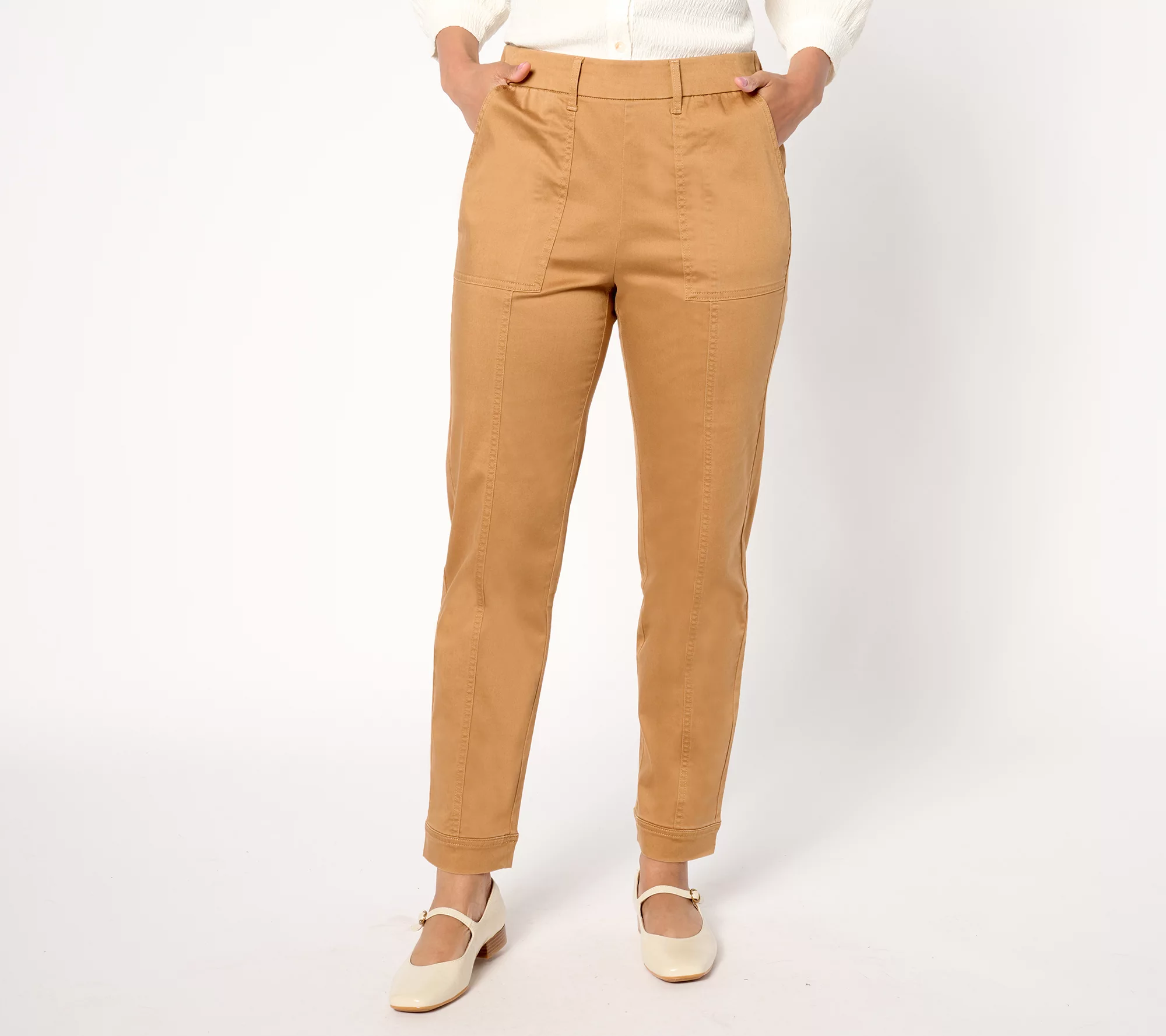 Isaac Mizrahi Live! Tall Cotton Blend Slim Leg Pull on Pants