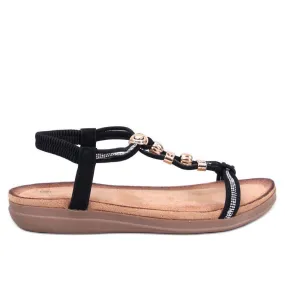 Isabey Black sandals decorated with cubic zirconia