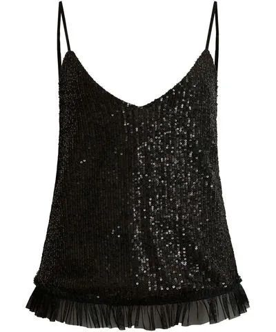 James Lakeland Women's Black Paillette Vest Top