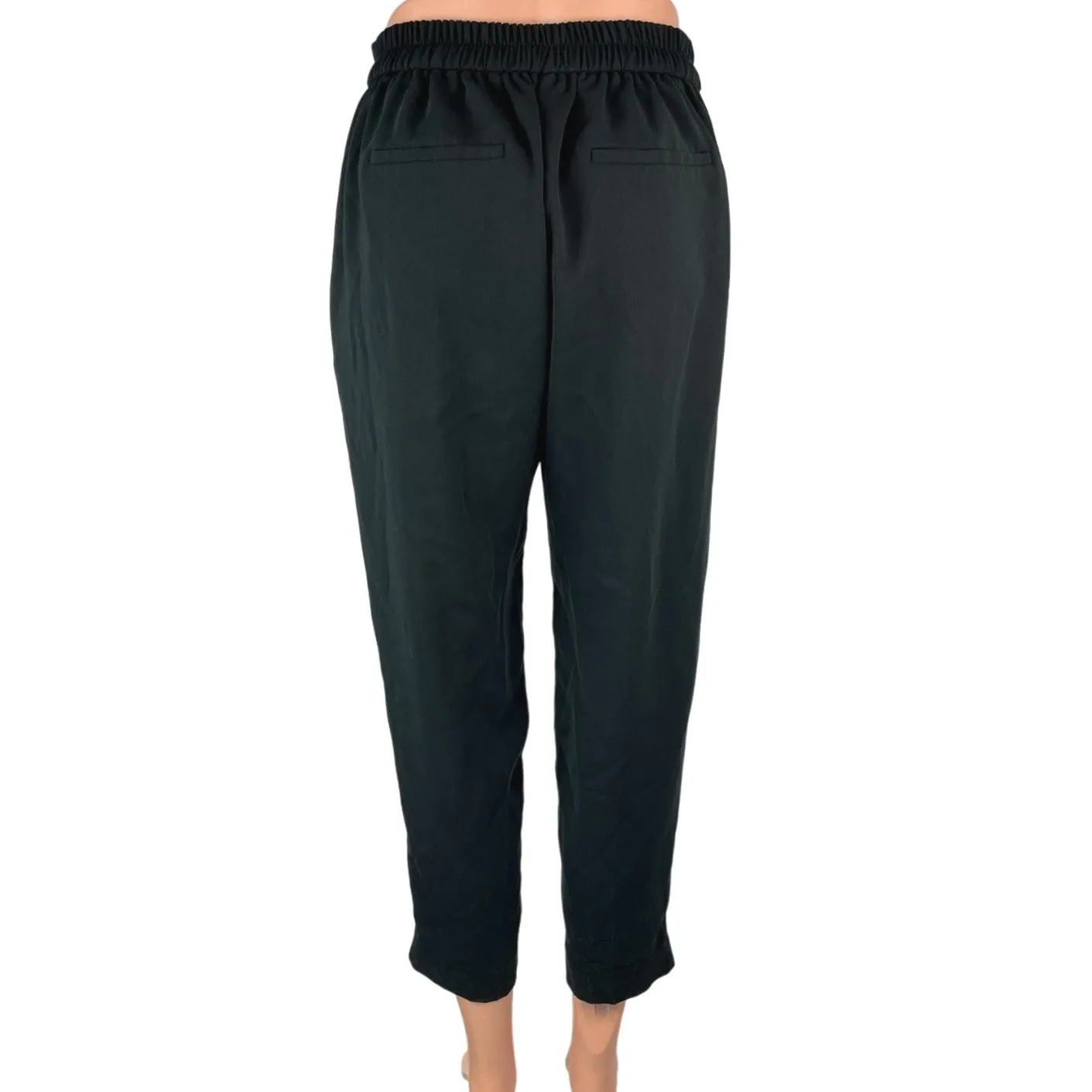 J.Crew Jamie Black Elastic Waist Tapered leg Pull On Ankle Crop Pants Size 2