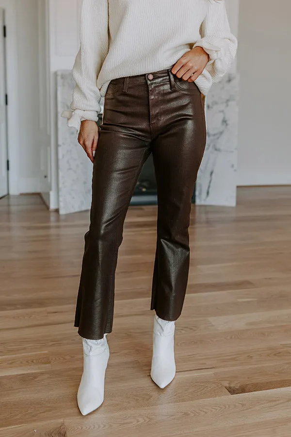 Just USA The Ariadne High Waist Coated Straight Leg Pants in Espresso