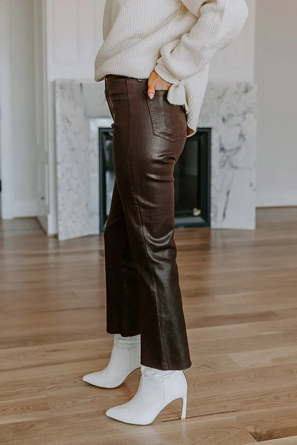 Just USA The Ariadne High Waist Coated Straight Leg Pants in Espresso