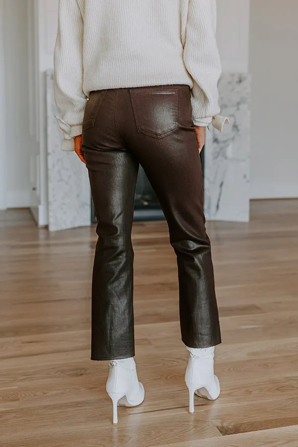 Just USA The Ariadne High Waist Coated Straight Leg Pants in Espresso