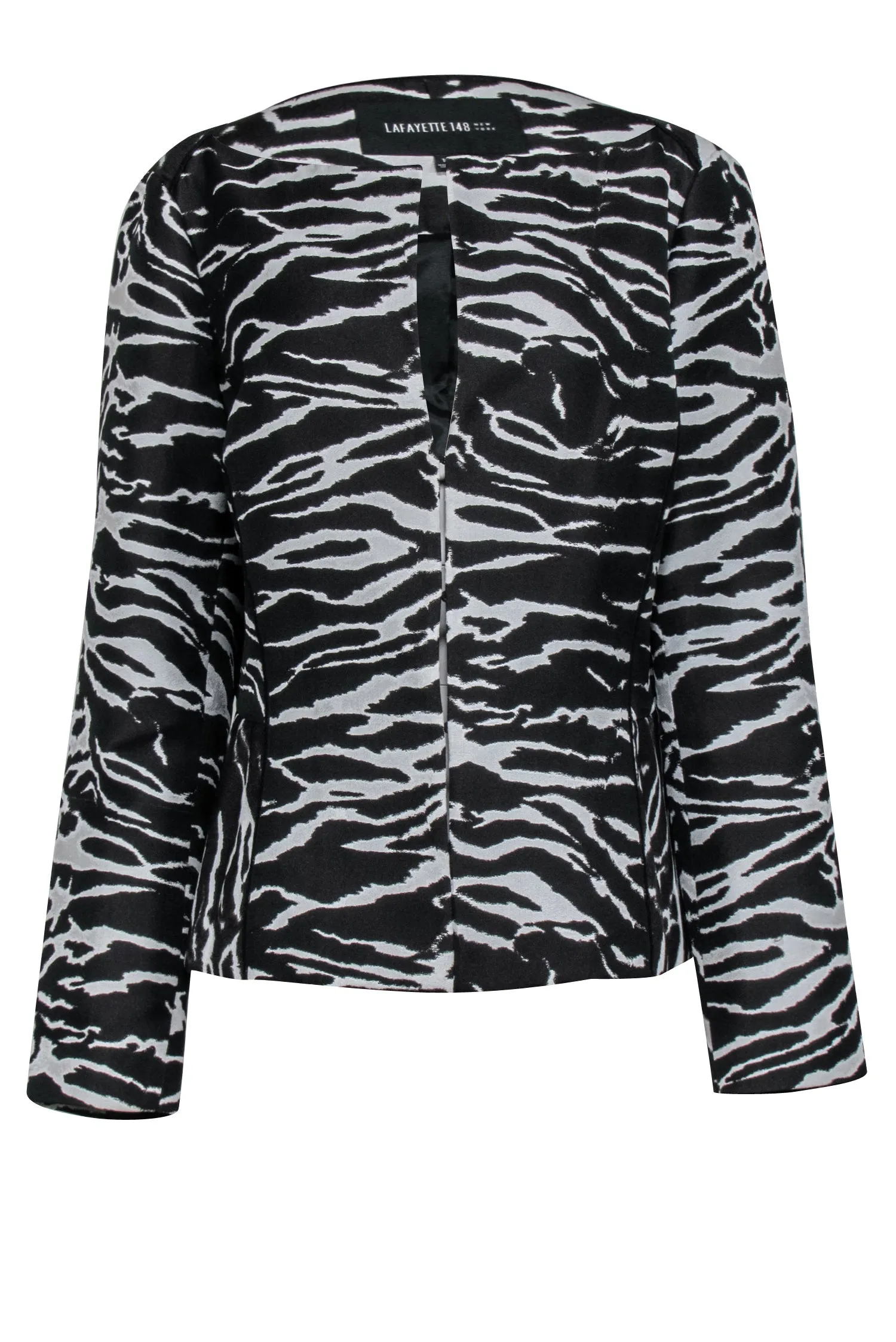 Lafayette 148 - Black & White Zebra Print Collarless Jacket Sz 16