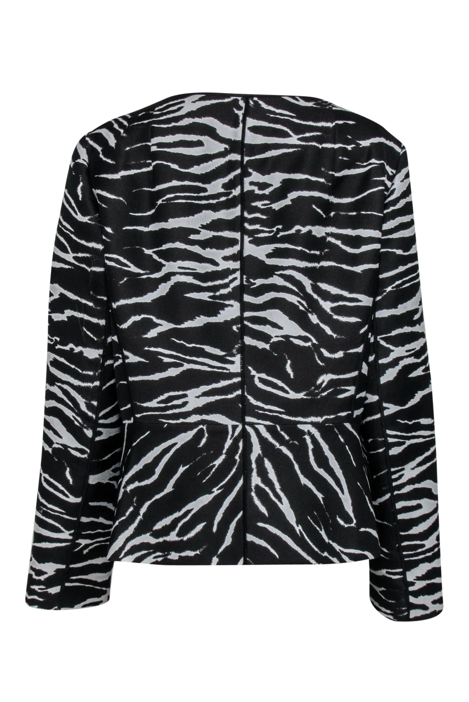 Lafayette 148 - Black & White Zebra Print Collarless Jacket Sz 16