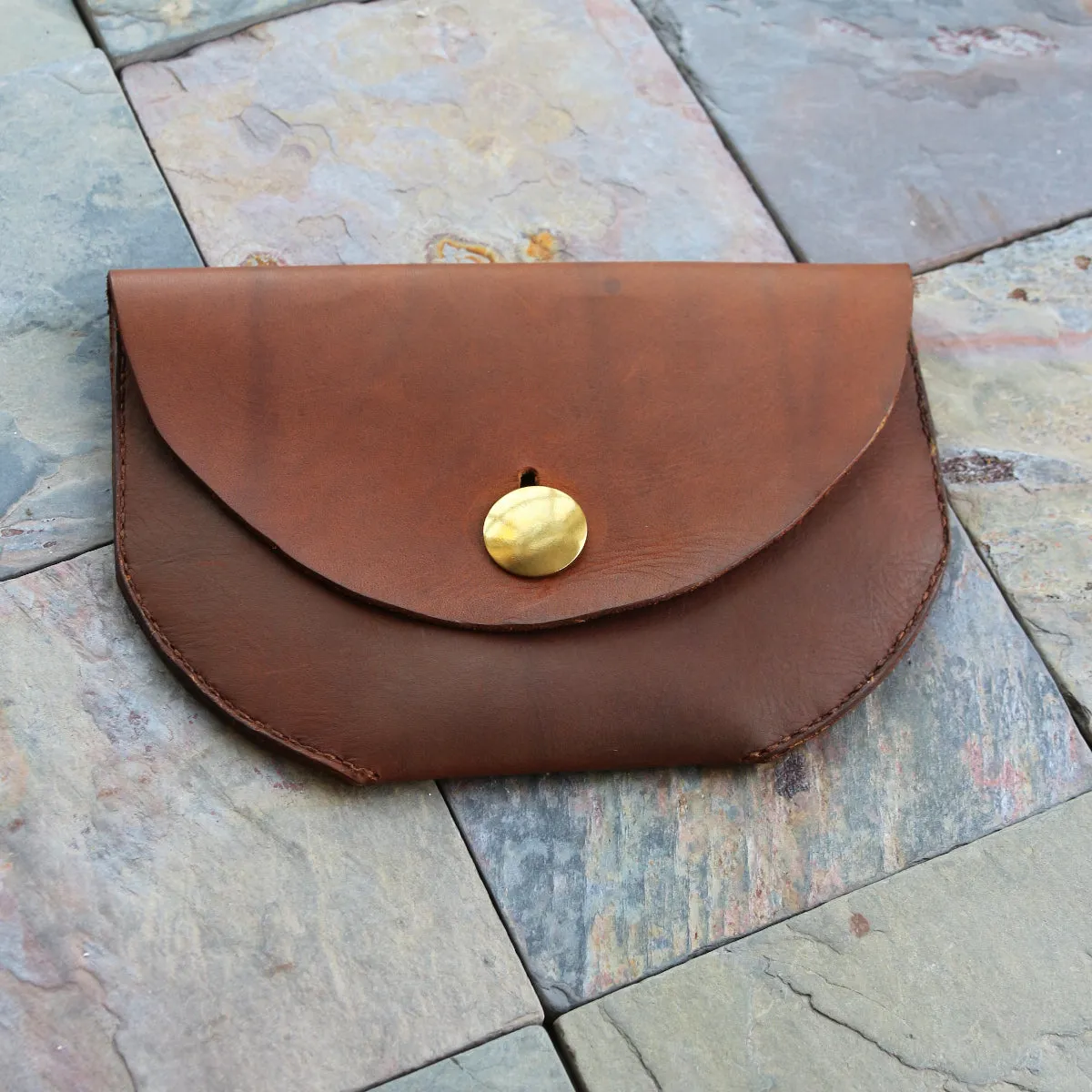 Leather Belt Bag with Brass Button