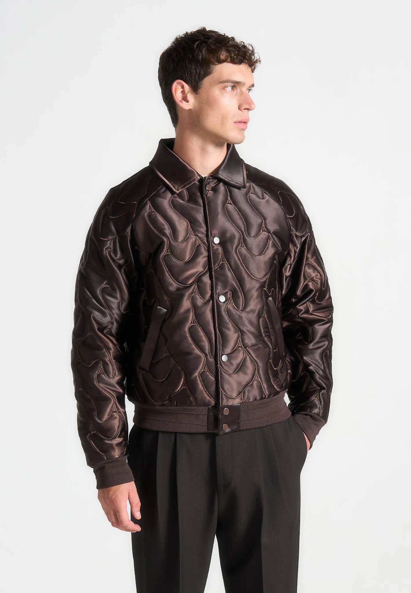 Limited Edition Satin Embroidered Jacket - Brown