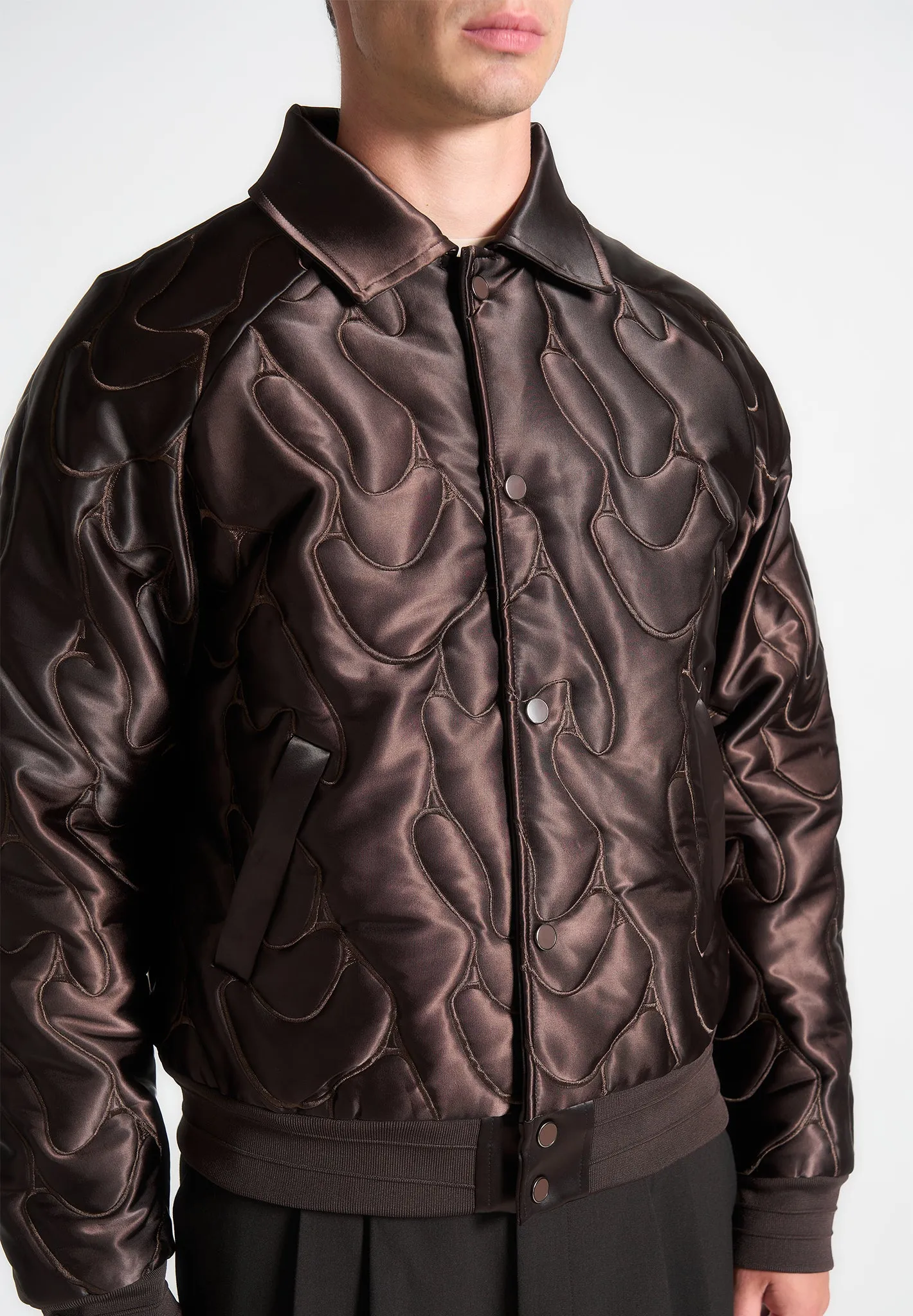 Limited Edition Satin Embroidered Jacket - Brown