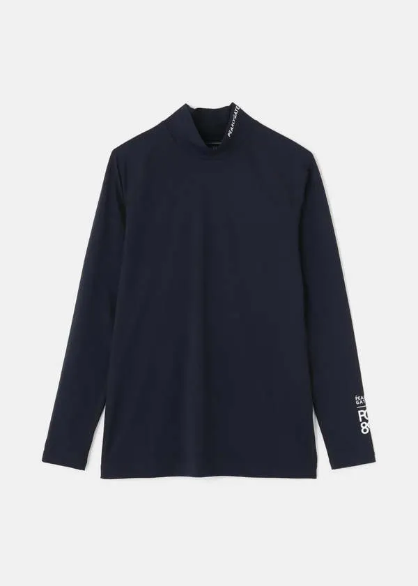 Long Sleeve High Neck Pullover - Navy