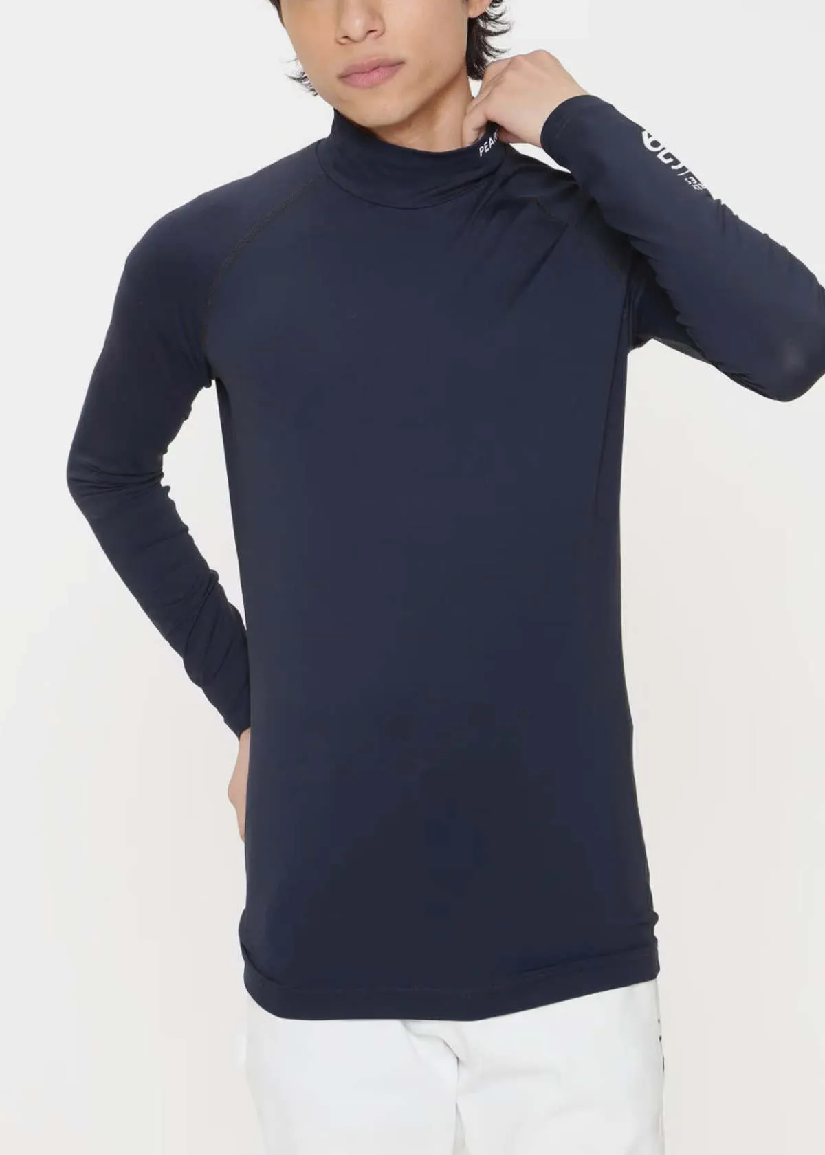 Long Sleeve High Neck Pullover - Navy