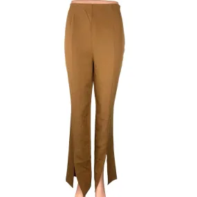 Lulus Brown High-Rise Split Hem Flare Leg Side Zip Trouser Dress Pants Size M