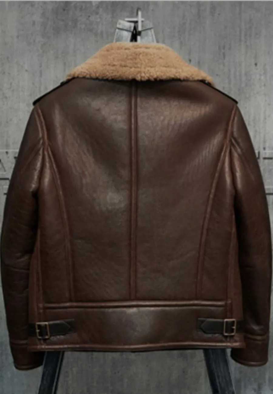 Men’s Dark Brown Leather Shearling Jacket