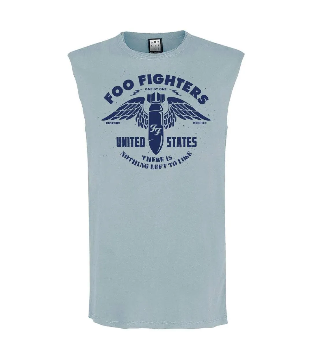 Mens one by one foo fighters sleeveless tank top strange blue Amplified