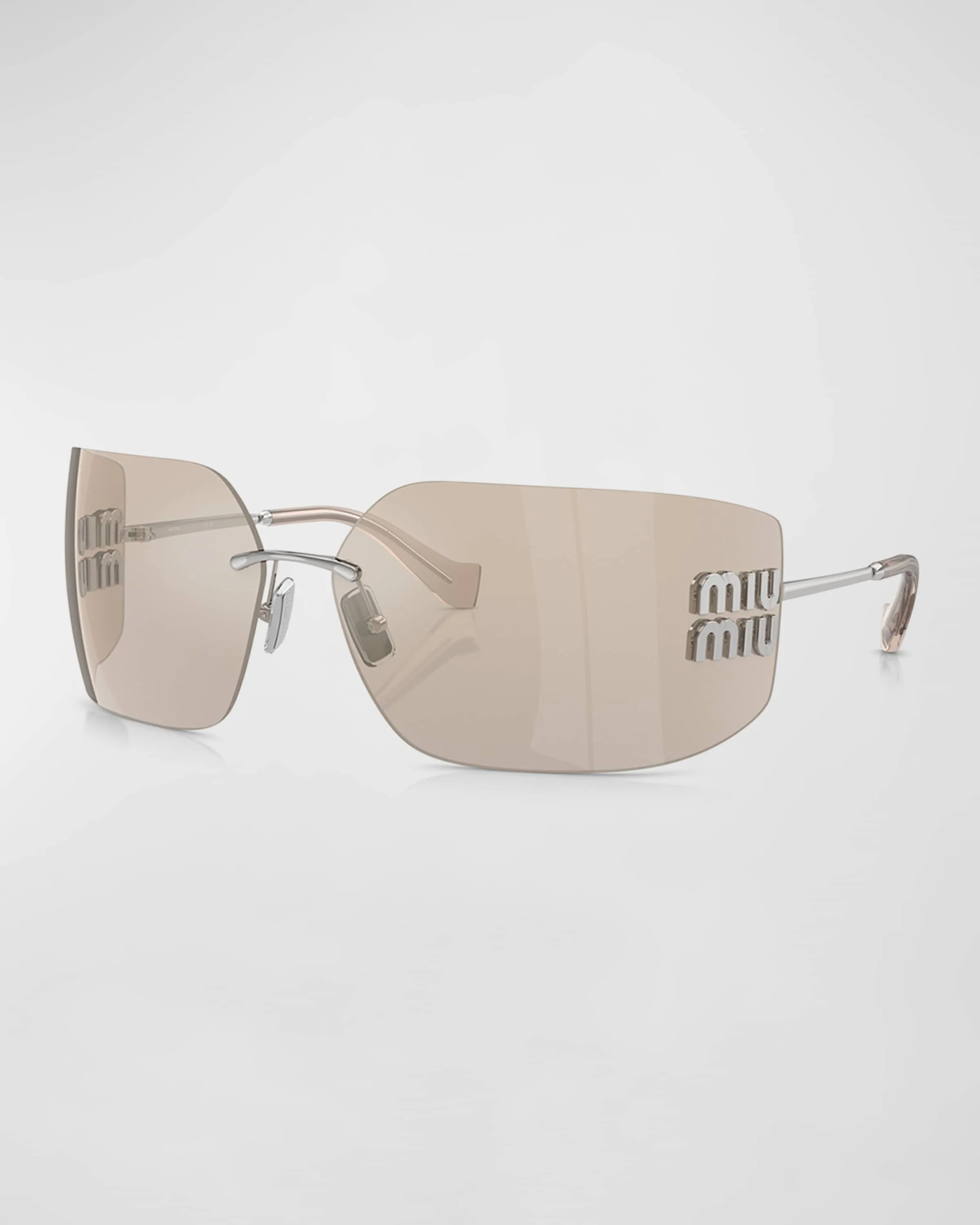 Metal Rimless Wrap Sunglasses